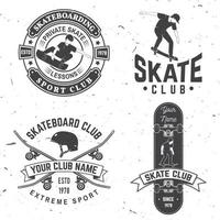 reeks van skateboard club insignes. vector illustratie.