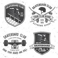 reeks van skateboard club insignes. vector illustratie.