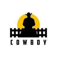 cowboy silhouet logo ontwerp vector