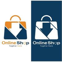 e-commerce logo boodschappen doen zak en online boodschappen doen kar en online winkel logo ontwerp met modern concept vector