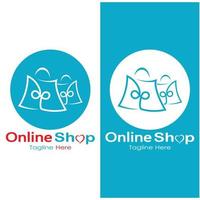 e-commerce logo boodschappen doen zak en online boodschappen doen kar en online winkel logo ontwerp met modern concept vector