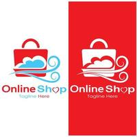 e-commerce logo boodschappen doen zak en online boodschappen doen kar en online winkel logo ontwerp met modern concept vector