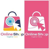 e-commerce logo boodschappen doen zak en online boodschappen doen kar en online winkel logo ontwerp met modern concept vector