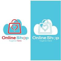 e-commerce logo boodschappen doen zak en online boodschappen doen kar en online winkel logo ontwerp met modern concept vector