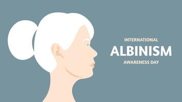 Internationale albinisme bewustzijn dag. gebrek van milanine pigment. banier met tekst. vector voorraad illustratie.