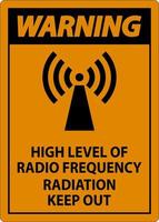 waarschuwing hoog niveau van rf straling teken Aan wit achtergrond vector