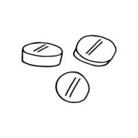 pillen hand getrokken doodle. , Scandinavisch, noords minimalisme monochroom pictogramsticker vector