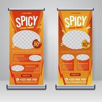 eten en restaurant roll-up banner ontwerpsjabloon vector