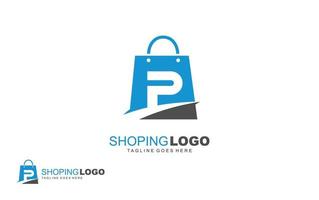 p logo online winkel voor branding bedrijf. zak sjabloon vector illustratie voor uw merk.