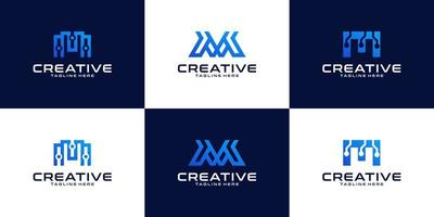 brief m logo set, bedrijf identiteit pictogrammen, abstract brief m logo verzameling vector