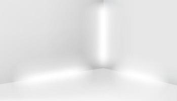 helder interieur met wit neon gloeiend lampen. vector 3d illustratie met kopiëren ruimte