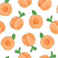 kleurrijk tekenfilm perzik of abrikoos fruit naadloos patroon geïsoleerd Aan wit achtergrond. tekening gemakkelijk vector sappig voedsel. sap verpakking ontwerp. zomer kleding stof afdrukken sjabloon.