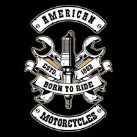 Op maat motorfiets logo met gekruiste moersleutel vector