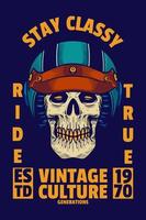 schedel hoofd slijtage helm kaart poster vector illustratie