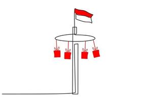 een doorlopend single lijn hand- tekening van Indonesië vlag vector