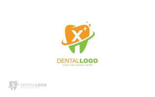 X logo tandarts voor branding bedrijf. brief sjabloon vector illustratie voor uw merk.