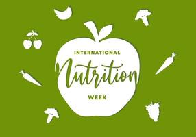 Internationale voeding week dag met wit fruit en groot appel vector