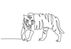 een doorlopend single lijn van Internationale tijger dag met koel tijger vector