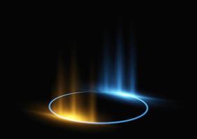 abstract modern cirkel licht, ring technologie effect Aan zwart achtergrond vector illustratie.