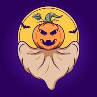 schattig pompoen geest, grappig halloween tekenfilm illustratie vector