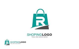 r logo online winkel voor branding bedrijf. zak sjabloon vector illustratie voor uw merk.