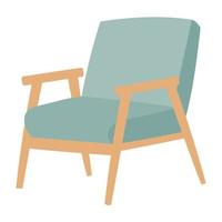 hand- getrokken fauteuil met houten armleuningen. een deel van de interieur van een leven kamer of kantoor. vector