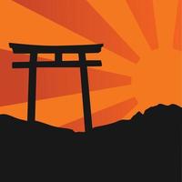 Japan poort zonsopkomst achtergrond vector ontwerp