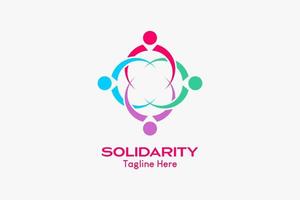 solidariteit logo met mensen icoon concept in roterend kunst. vector premie