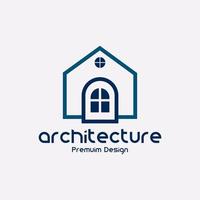 architect illustratie, huis, woon- logo vector ontwerp