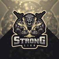 sterk leeuw esport logo vector