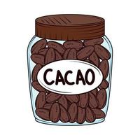 pot met cacao zaden vector