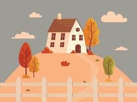 herfst landschap met huis vector