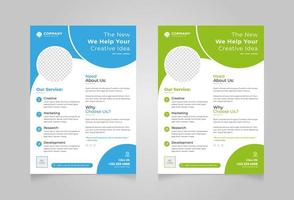 creatieve blauwgroene zakelijke flyer ontwerpset vector