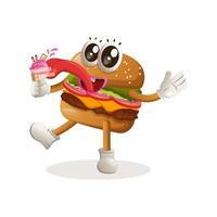 schattig hamburger mascotte ontwerp eten ijs room, ijs room ijshoorntje vector