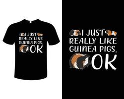 Guinea varken vector t-shirt ontwerp sjabloon