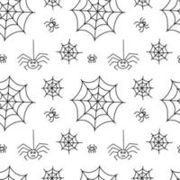 vector spinnen web naadloos patroon. spinnen tekening hand- getrokken naadloos patroon Aan wit achtergrond