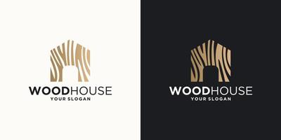 houten huis illustration.home logo ontwerp vector
