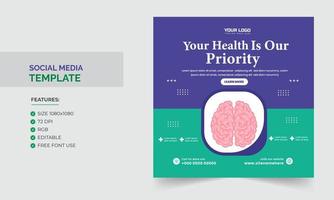 Gezondheid zorg sociaal media sjabloon ontwerp vector