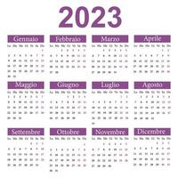 kalender in Italiaans voor 2023. de week begint van maandag. vector illustratie