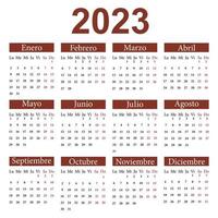 Spaans kalender 2023. week begint Aan maandag. vector illustratie