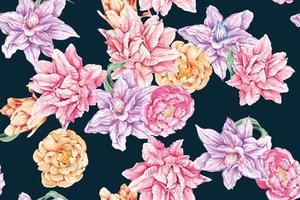 naadloos patroon van roze en oranje lelies boeket geschilderd met waterverf Aan pastel background.designed voor kleding stof luxueus en behang, wijnoogst stijl.hand getrokken bloemen patroon. vector