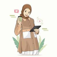 jong moslim vrouw in hijab geslaagd ondernemers concept vector illustratie pro downloaden