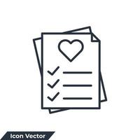 wens lijst icoon logo vector illustratie. Leuk vinden document symbool sjabloon voor grafisch en web ontwerp verzameling