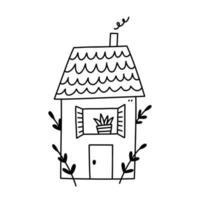 schattig klein huis geïsoleerd op een witte achtergrond. lief huis. vector handgetekende illustratie in doodle stijl. perfect voor decoraties, kaarten, logo, verschillende ontwerpen.