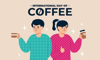 Internationale dag van koffie illustratie hand- getrokken vector