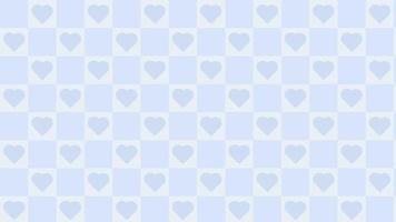 schattig pastel blauw schijven, gingang, plaid, schaakbord met schattig weinig hart achtergrond illustratie, perfect voor banier, behang, achtergrond, ansichtkaart, achtergrond vector