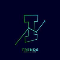 dynamisch schets brief ik trends statistisch vector logo ontwerp
