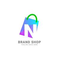 brief n modieus boodschappen doen zak vector logo ontwerp element