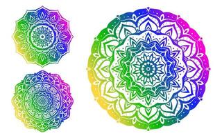 reeks van abstract mandala helling regenboog kleur stijl ronde trippy vector ontwerp