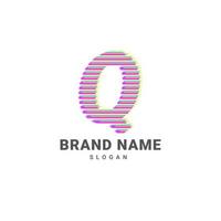 brief q optiek illusie logo, modieus glitch alfabet merk vector